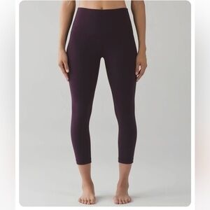 NWT Lululemon wunder under crops hi rise black cherry size 4